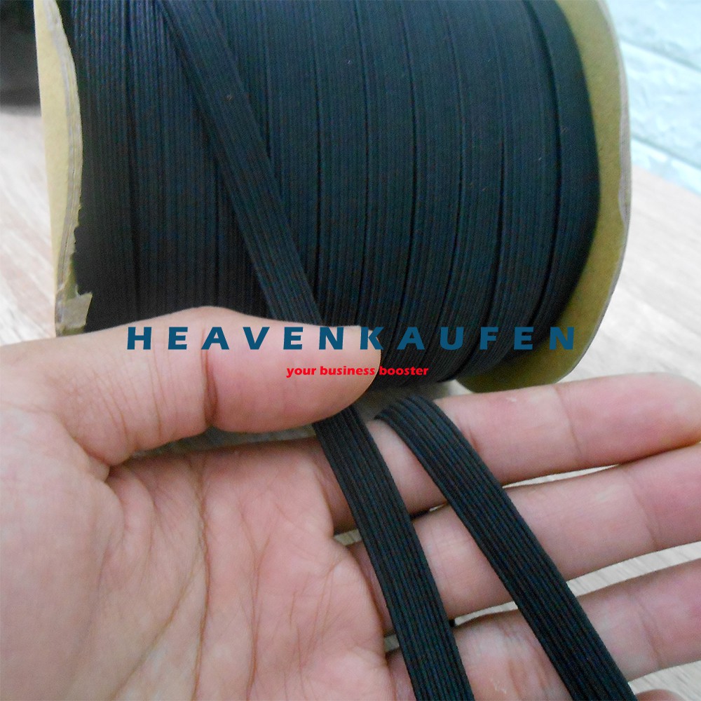 Elastis / Elastic Lebar 10 mm Atau 1 cm Warna Hitam Merek Flower Basket Harga Per Meter