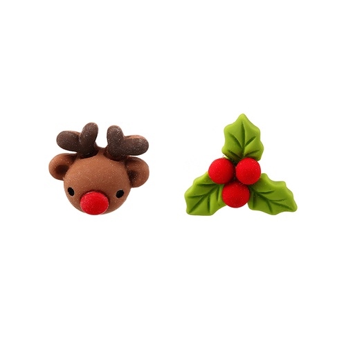 LRC Anting Tusuk Fashion Asymmetrical Stud Earrings In Soft Pottery Christmas Bell Gift Box For The Q13689