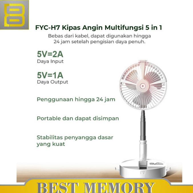 FYC-H7 Kipas Angin lipat,Humidifier, lampu Baca & Tidur , Powerbank