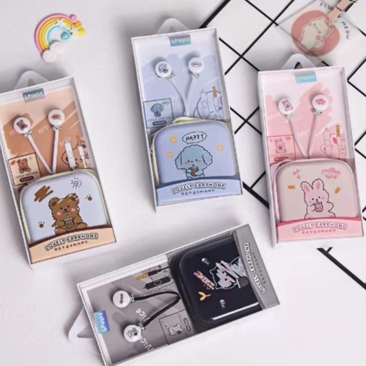[KN-8282] Headset Earphone Lovely ANIMAL Lucu / Wadah Earphone Kotak Gambar BINATANG Lovely Earphone / Headset Karakter Animal Imut