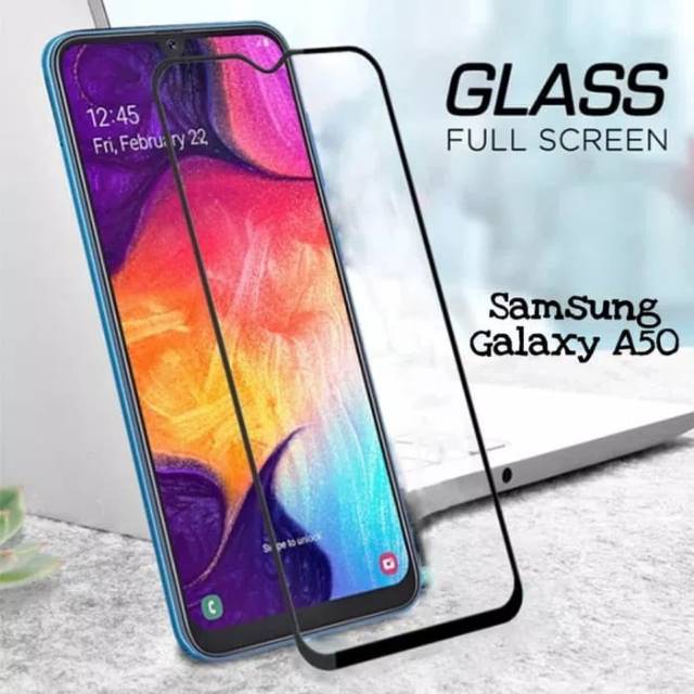 Tempered glass Samsung A50 2019 Full lem glue anti gores kaca