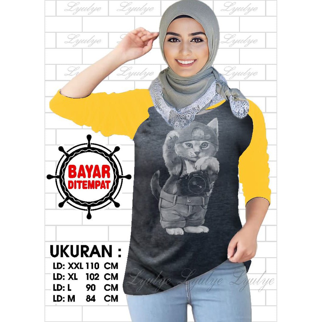 Kaos Raglan (KK)/Kaos Wanita Lengan Tanggung/ Kaos Wanita/ Kaos Cewek/ Kaos Oblong/Misty