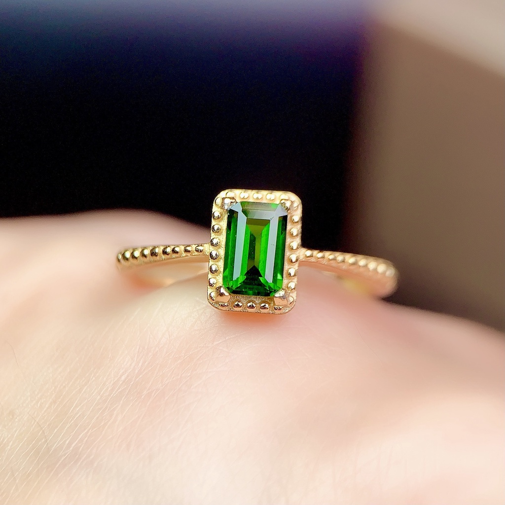 Goldkingdom Perhiasan Fashion 24K Bangkok Aksesoris Ready Stock Minimalis Berlapis Kaya Emas Asli Kadar 375 18karat Zamrud Cincin Adjustable Untuk Wanita
