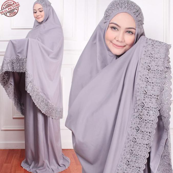 Ori&Terjamin Mukena Siti Khadijah Pasteleena Jumbo Mukenah Katun Mikro Premium - Abu-Abu