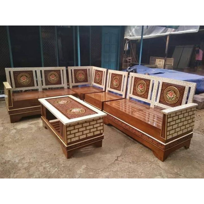 Check out Furniture kursi sofa tamu model sudut piramid / kursi jati minimalis untuk ruang tamu keci