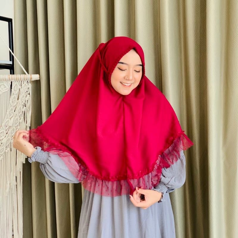 JilBab instan Lana ^_^  Lipit Instan Ciara kombi tile Instan Premium Diamond//-maoon Tile