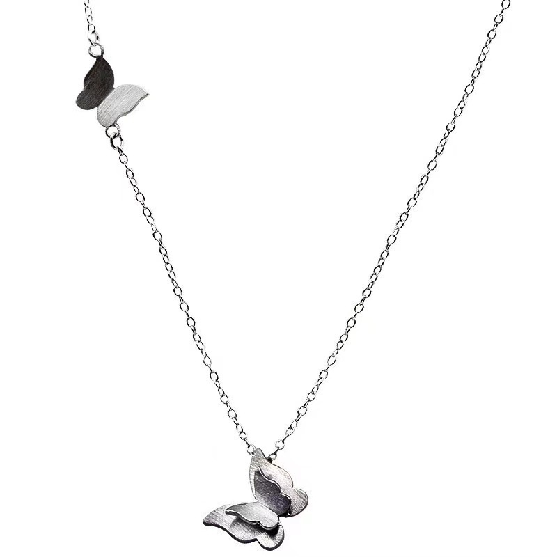 Net Red Butterfly pendek polos kalung wanita sederhana gaya dingin tembaga berlapis emas kalung popu