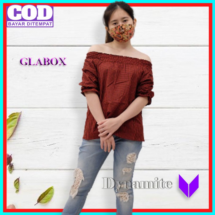 Baju Atasan Blouse Sabrina Bluse Wanita Cewek Casual Kekinian Terbaru 2021 Import Premium Cod GLABOX