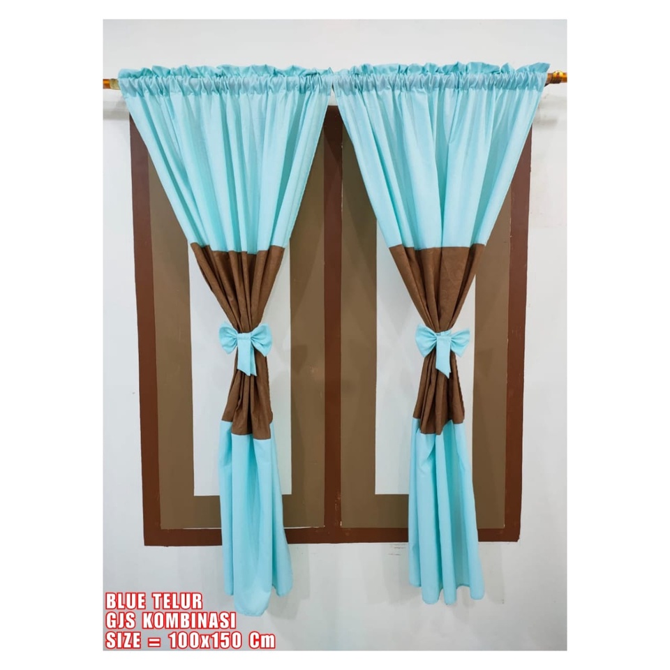 Gorden Jendela Serut Korden Jendela Pendek Emboss Kombinasi Gorden Serut Polos