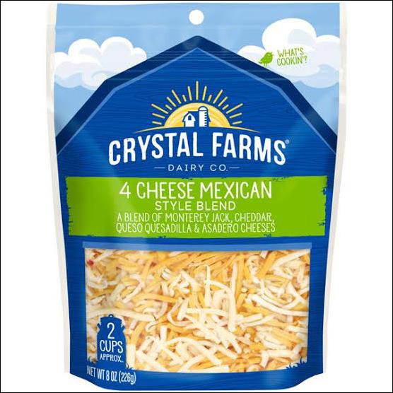 

CRYSTAL FARMS 4 CHEESE MEXICAN KEJU CAMPURAN PARUT 226 GR