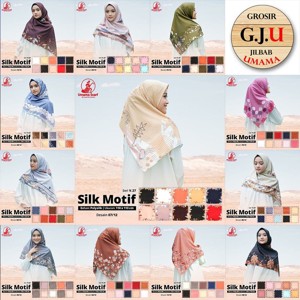 [LOCAL] - Umama SILK MOTIF V27 Campur Motif dan Campur Warna jilbab hijab kerudung