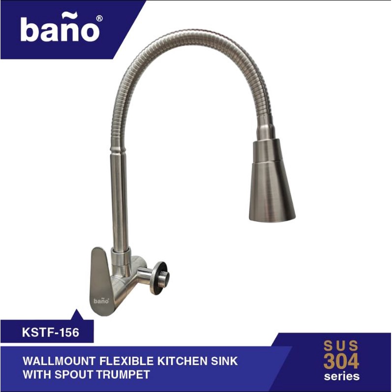kran air cuci piring sink angsa flexible tembok dinding stainless 304 bano terompet