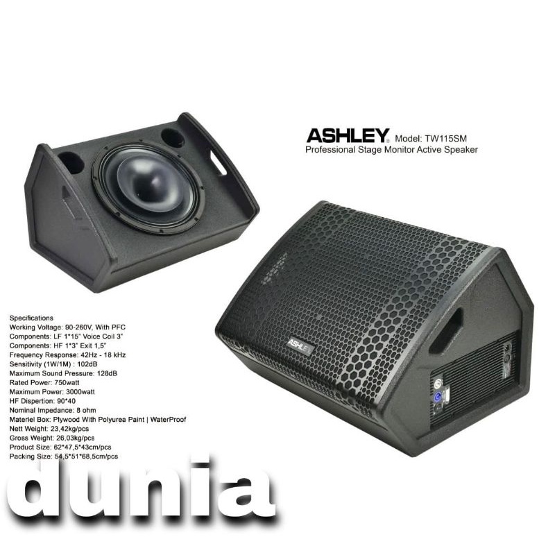 Speaker Aktif Monitor Ashley TW 115 SM Original 15 inch Active Ashley TW115SM