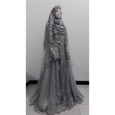 set baju pengantin syari bercadar