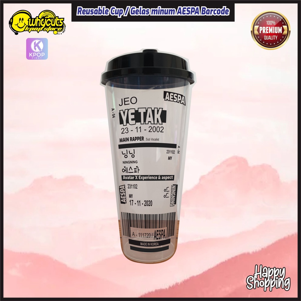 Reusable Cup Aespa Versi Barcode tahan panas dan dingin 700 ml