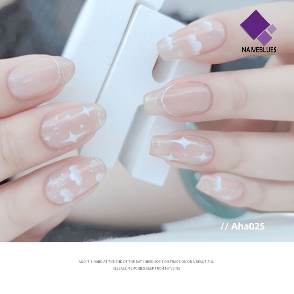 Naiveblue &gt; Stiker Decal Motif Bunga Putih Translucent Untuk Dekorasi Nail Art / Manicure