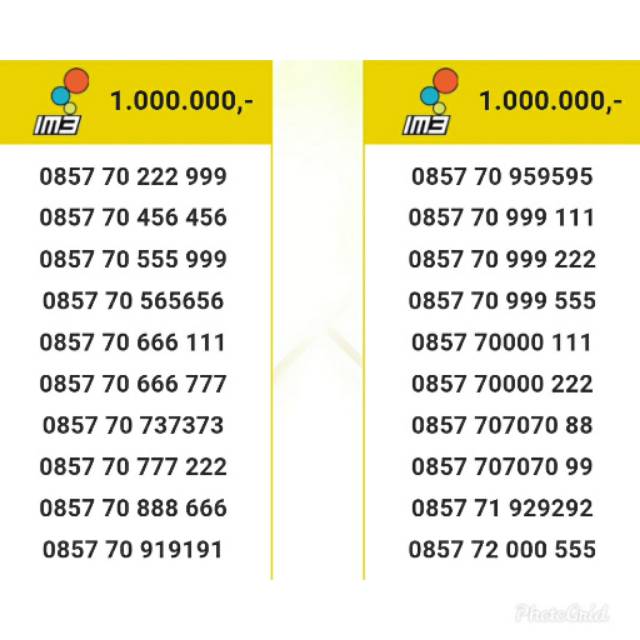 Nomor Cantik perdana Im3 rapi