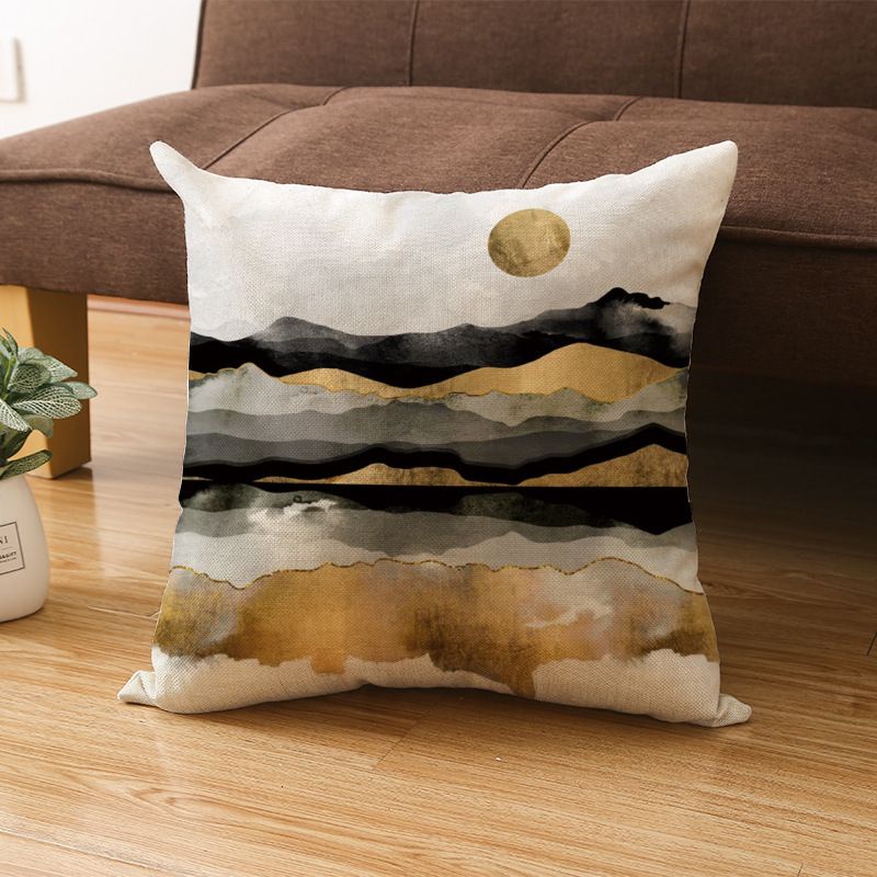 COVER SARUNG Bantal Sofa Print 45x45 cm Linen Motif Gold Japan Retro Jepang - Pusat Kado Murah