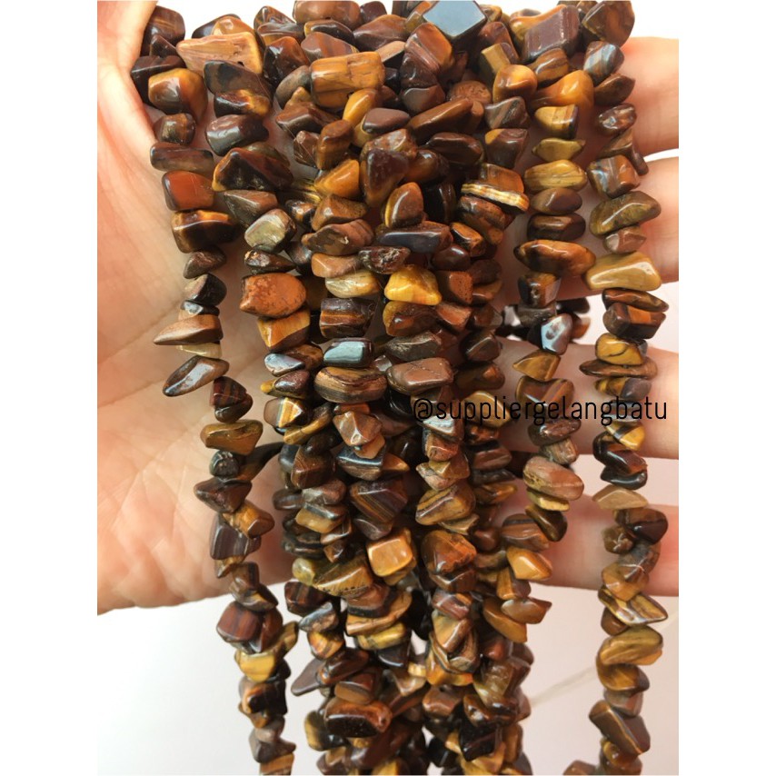 kerikil Batu alam brown tiger eye cokelat 1cm bahan gelang kalung akik aksesoris craft model fashion