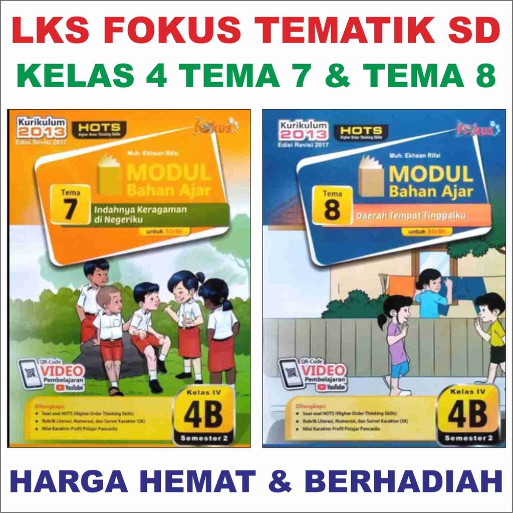 BUKU PAKET SD Kelas 4 K21 MURAH  Matematika IPA IPS Bahasa Indonesia Inggris PAI Kurikulum MERDEKA 2021. Buku Tematik SD Kelas 4 + Kunci Jwb PAKET Tema 1 2 3 4 5 6 7 8 9 K13 Rev 2017 MURAH & Berhadiah SUKSES PINTAR K 21 KEMENDIKBUD 3747 PENGGERAK DIKBUD-FOKUS (J) 4 TEMA 7+8