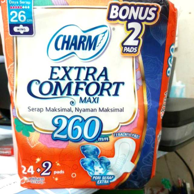 CHARM EXTRA COMFORT 26CM NON WING 24+2(24)