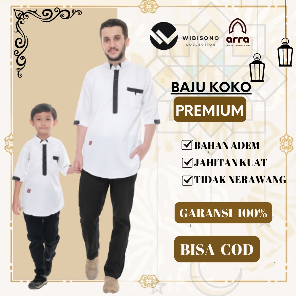 Koko Kurta Pakistan Couple YU8 Keluarga Ayah Dan Anak Laki Laki Lengan Pendek 3/4 Terbaru Original UMAR