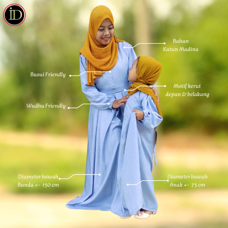 Gamis Anak Katun Madina | Gamis Couple Ibu Anak | Gamis Katun Madina Busui | Gamis Katun Madina Jumb