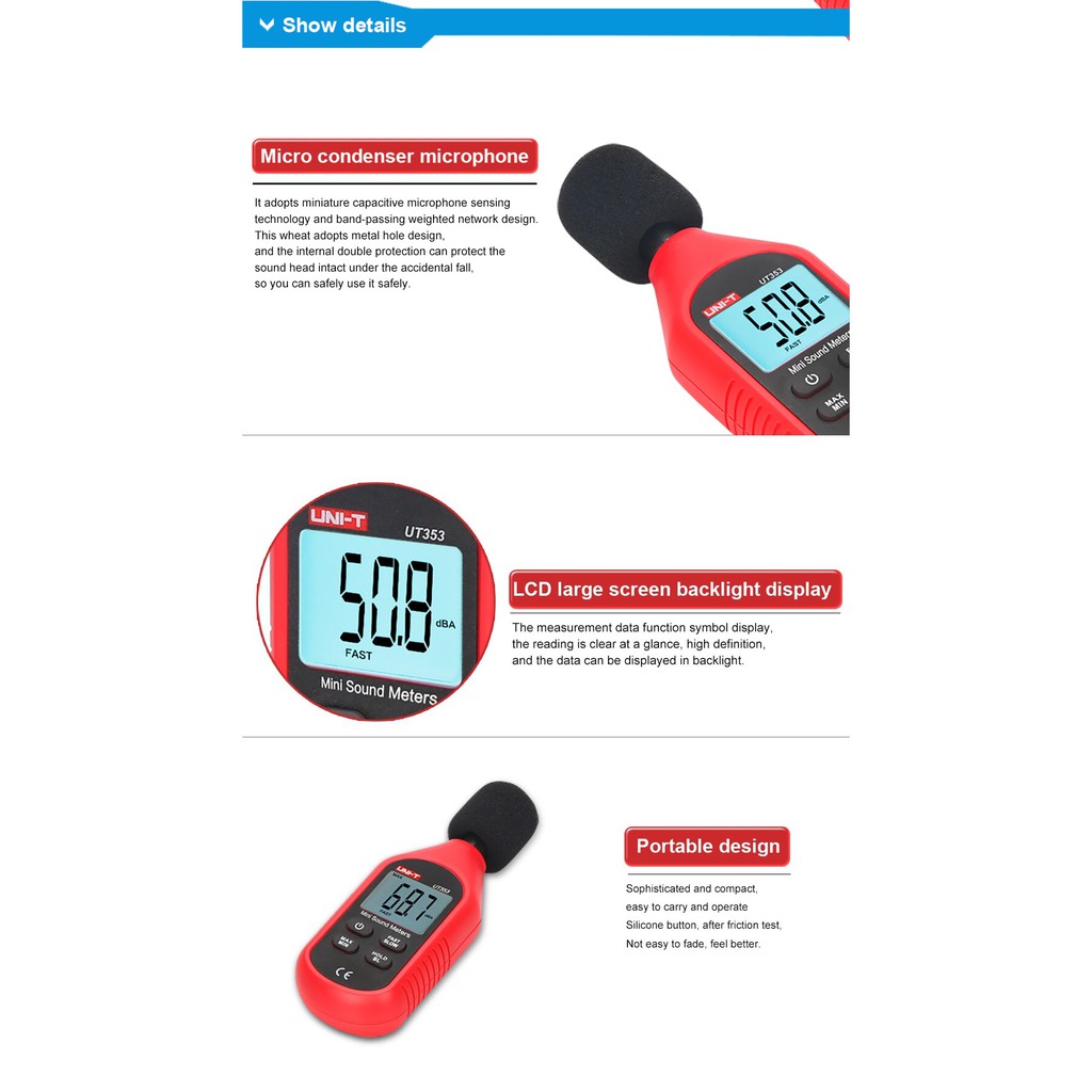 UNI-T UT353 - Mini Sound Meter - Pengukur Desibel Kekuatan Suara