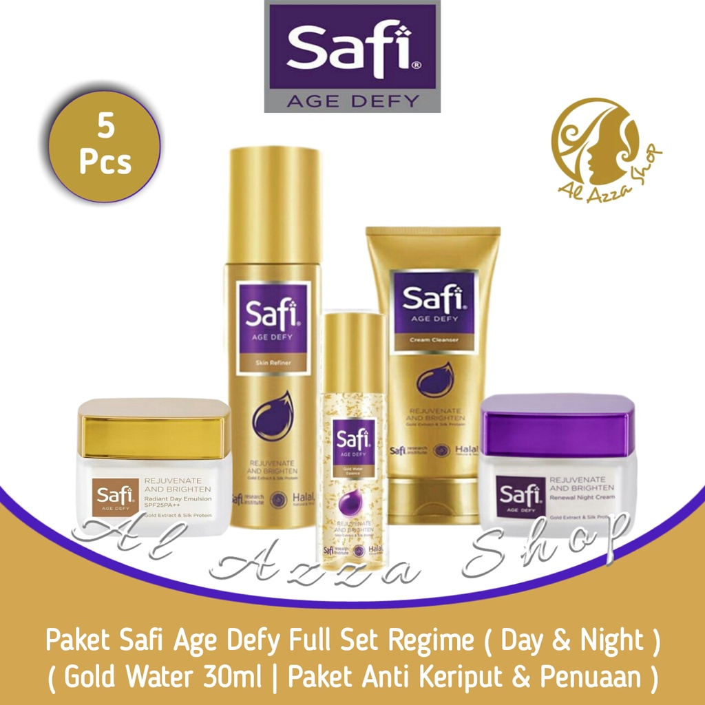 Paket Safi Age Defy 5 IN 1 Full Set Regime ( Day & Night ) - ( Gold Water 30ml | Paket Anti Keriput 