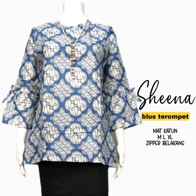 Blus Sheena Blouse batik katun halus murah atasan baju batik wanita remaja cewek cewe abg seragam seragaman kerja sekolah kuliah pkk simple simplefit batik lonceng trompet cantik ayu muda trendi ceria kekinian modern murmer.-Parang kombi