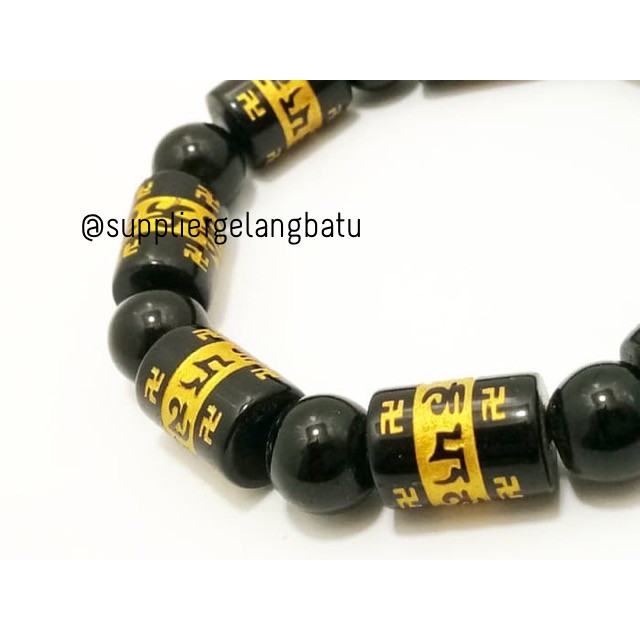 gelang batu tabung tibet onyx 10mm ready stok supplier online craft aksesoris pria wanita buddhist