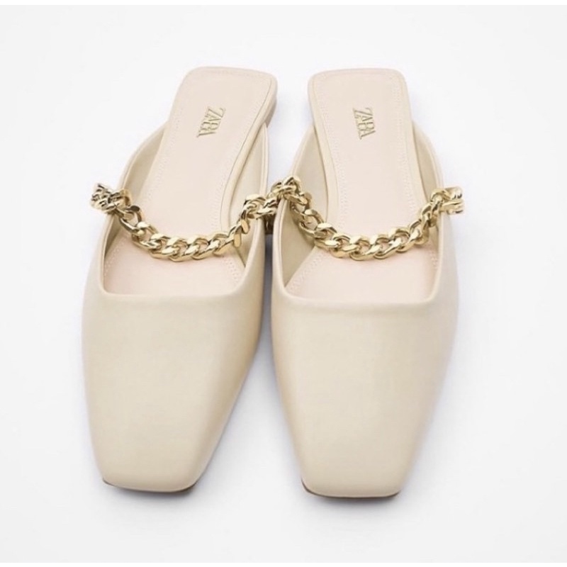 ZARA FLAT SLINGBACK SHOES WITH CHAIN