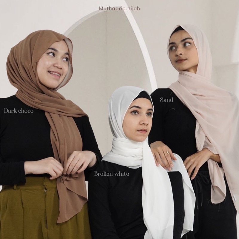 𝐌𝐮𝐭𝐡𝐚𝐚𝐫𝐢𝐪 Pashmina Basic Ceruty babydoll || Hijab Pasmina Polos 180x75cm