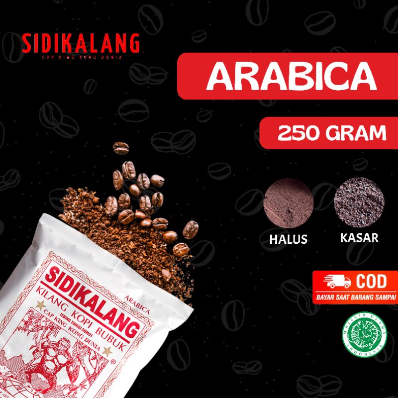 

SIDIKALANG - Kopi Bubuk Arabica 250gr [Dark Roast] Tubruk Hitam Pahit - Cap Kingkong Dunia