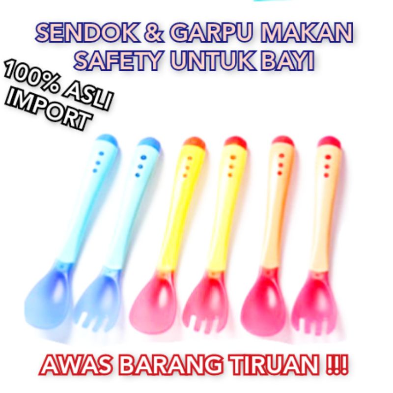 Sendok makan bayi silikon untuk Keamanan Bayi Anda / Sendok dan Garpu Pengubah Suhu Bayi Silikon / Baby Safety spoon