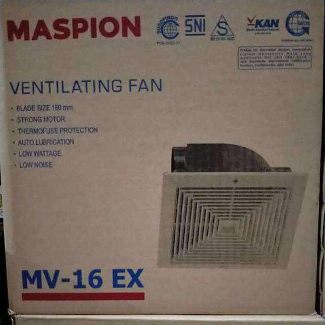 Maspion Exhaust Fan MV-16EX Exhaust Plafon MV16EX / MV16 EX / MV 16EX / MV-16 EX Ceiling Kipas Plafon Kipas Cerobong Kipas Kamar Mandi Exhos Atap Ruangan