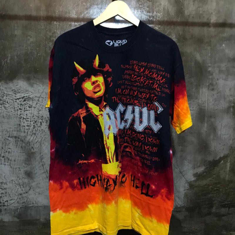 T-Shirt / Kaos Band ACDC - HELL Tie Dye Liquidblue Official Merchandise Original