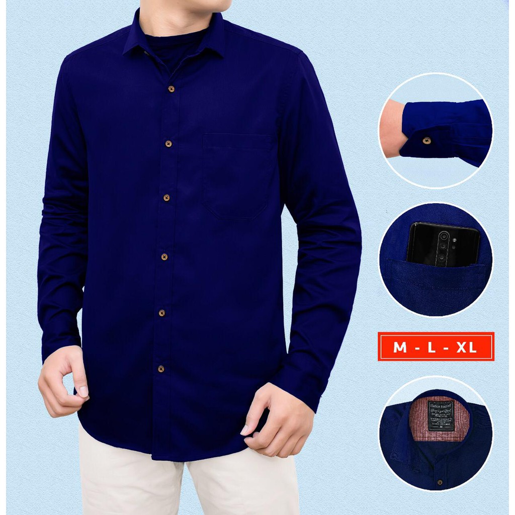 Kemeja Lengan Panjang Polos Pria Premium Pria   Merk Ilefen tuelef -IL.013