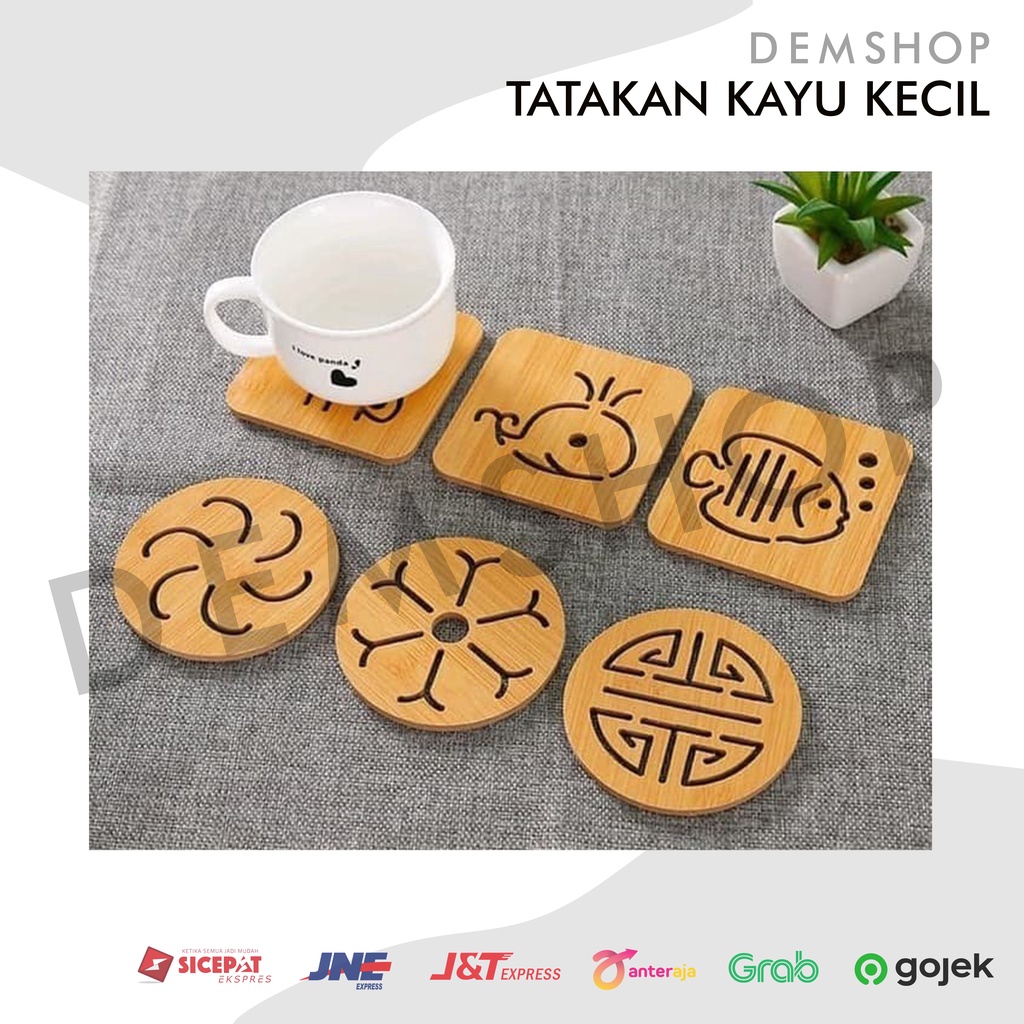 Tatakan Piring Gelas Kayu Unik Alas Panci Dapur Anti Slip Korea Japan