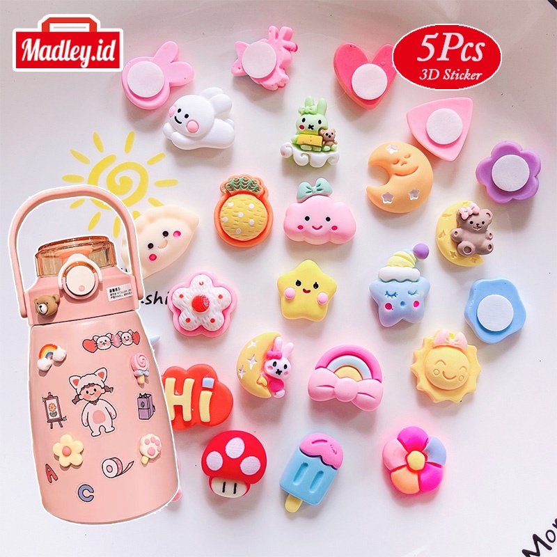 

MAdley - Manik 3D 5Pcs Stiker Tumblr Botol DiY Sticker Karakter Lucu Craft HP