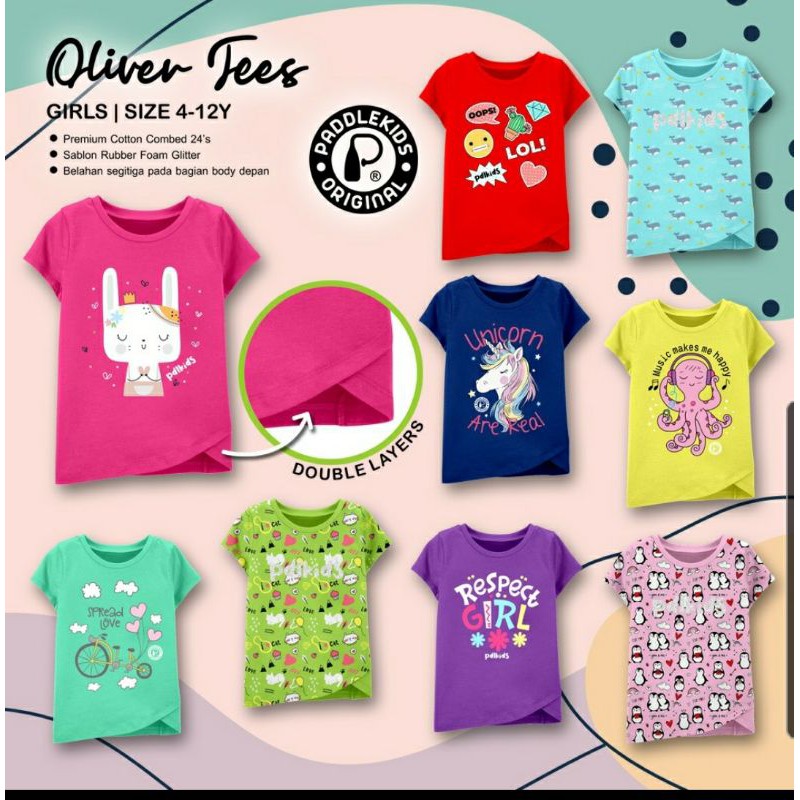 Kaos Anak Cewek 3-8 Tahun I  Kaos  Oliver Tees padlekids