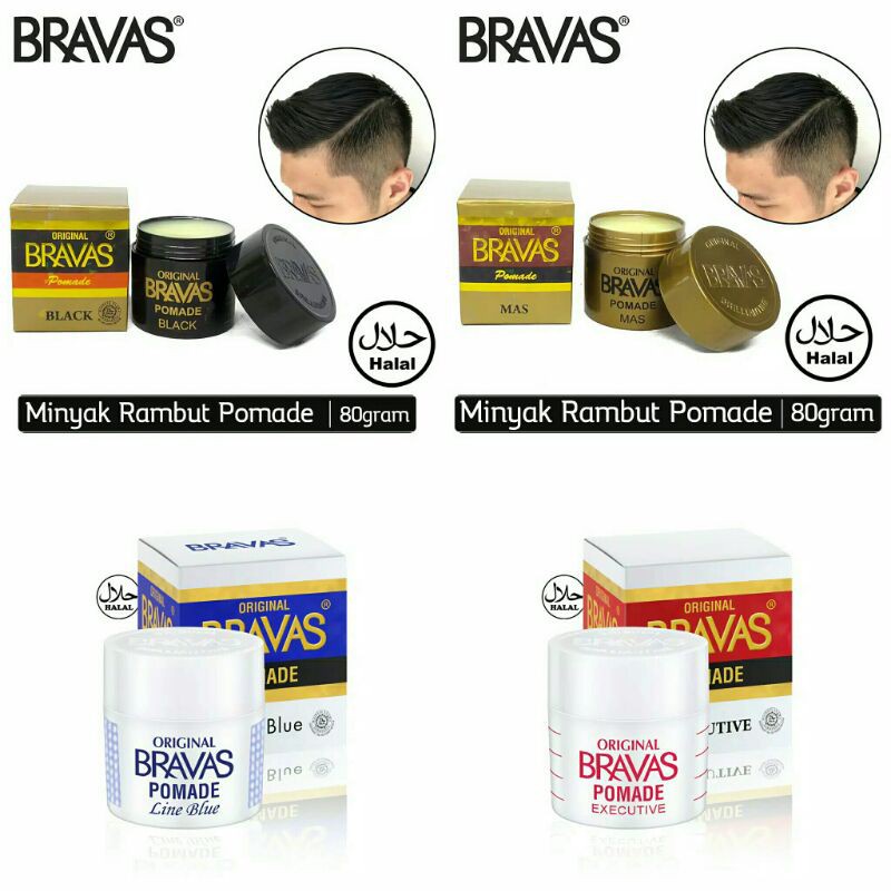 BRAVAS Pomade Oil Based BLACK 80G