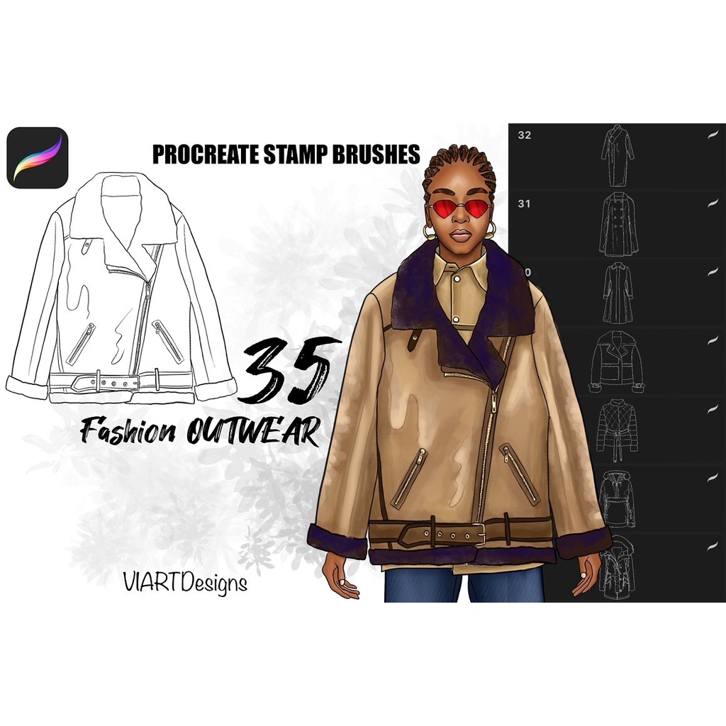 Procreate Brush - 75 Fashion Bags &amp; Outwear Stamps for Procreate