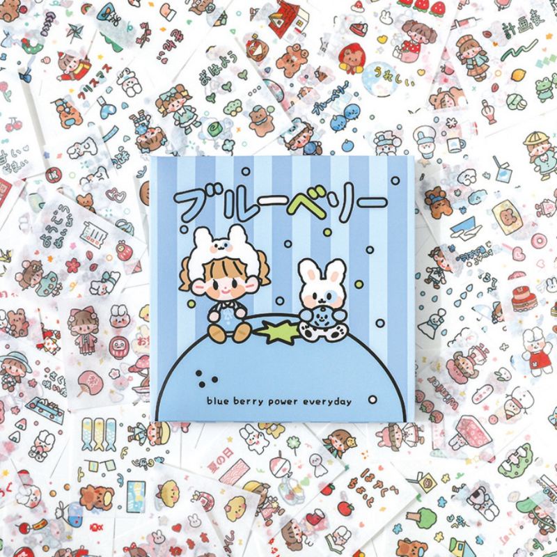 STICKER AESTHETIC UNTUK TAS KOREA/STIKER KOTAK GAMBAR LUCU ASLI IMPORT