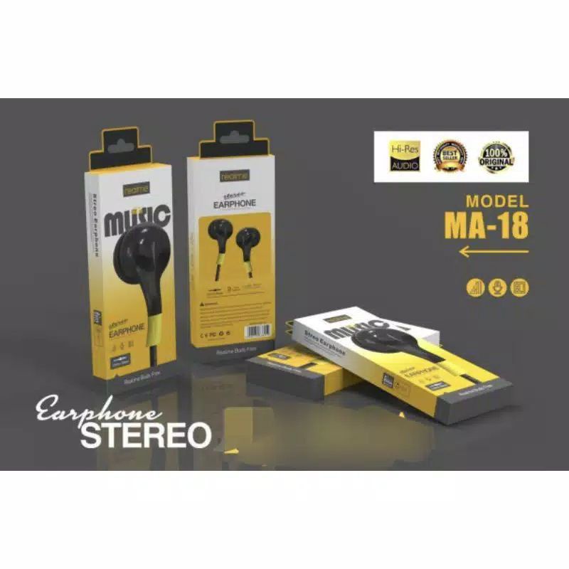 EARPHONE REALME MA-18 STEREO - HANDSFREE HF REALME MA-18 STEREO