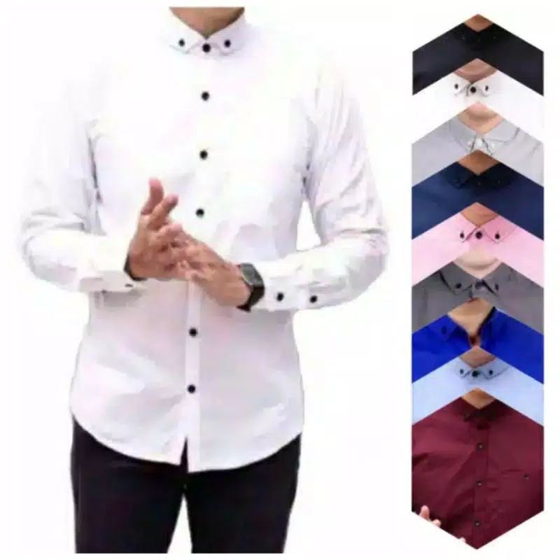 Ⓝxvf-648 Kemeja Pria Polos Fashion Maikel Katun Strit LD100 PJ70 Allsize M L XL Kerja Formal