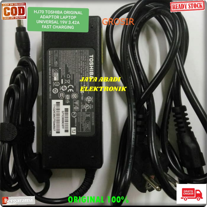 J81 ORIGINAL TOSHIBA 19V 3.42A 65 WATT W ADAPTOR LAPTOP CAS CASAN CHARGER CHARGE KOMPUTER