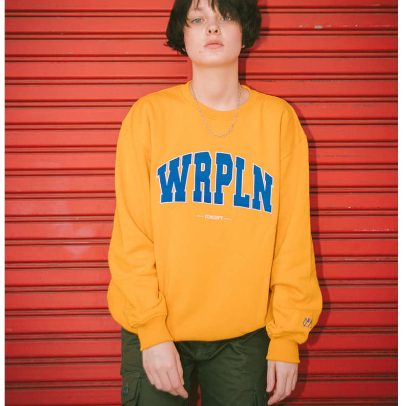 Warplane OG College Bordir Yellow Crewneck/ Wrpln Sweater Bordir Pria