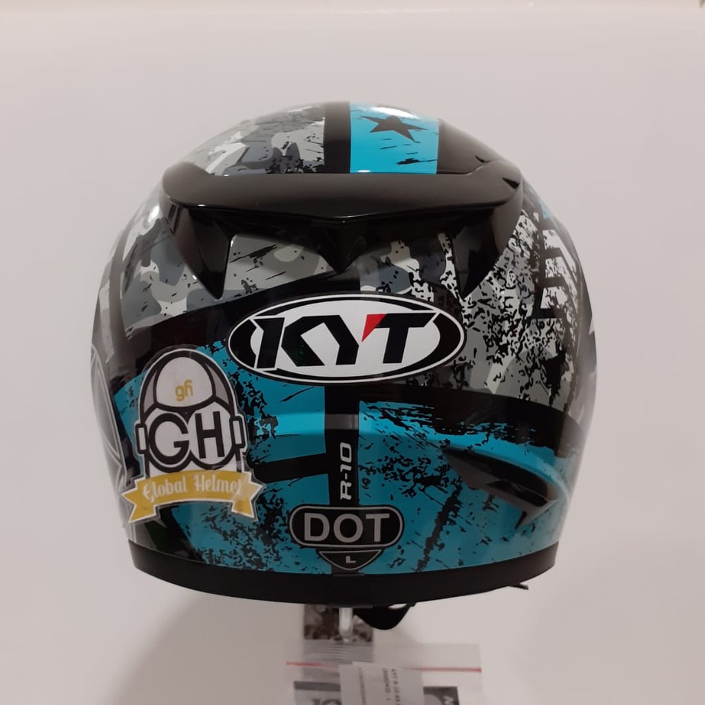 HELM KYT R10 #3 BLACK WHITE BLUE KYT R-10 #3 KYT R-10 SMOKE VISOR