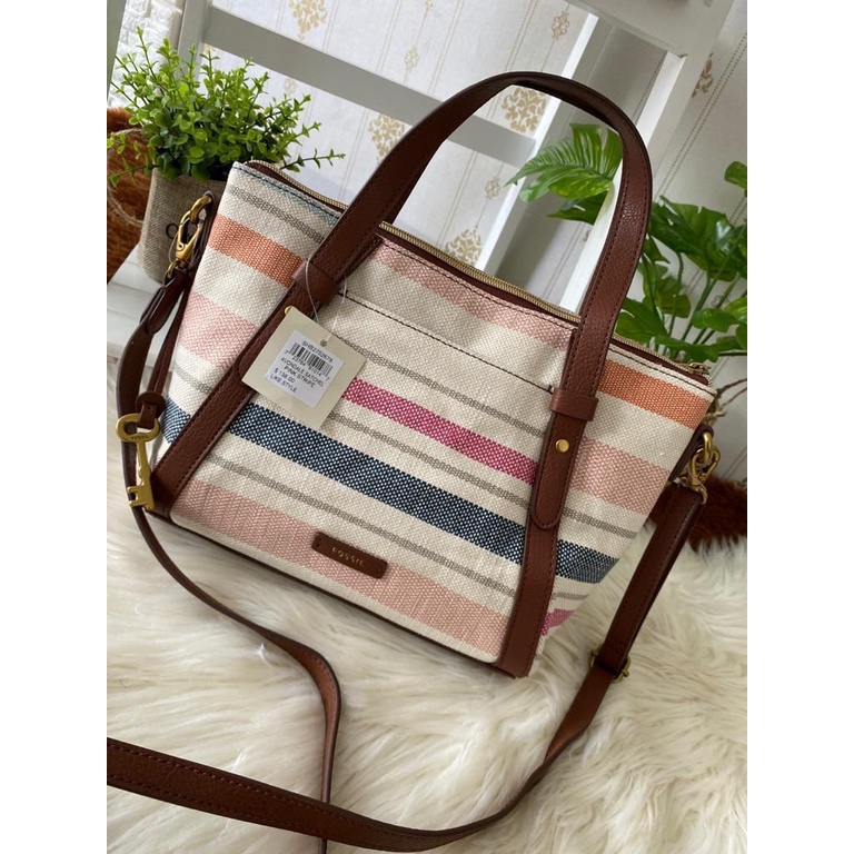 Tas FossilOriginal Avondale Satchel Pink Stripe New Original